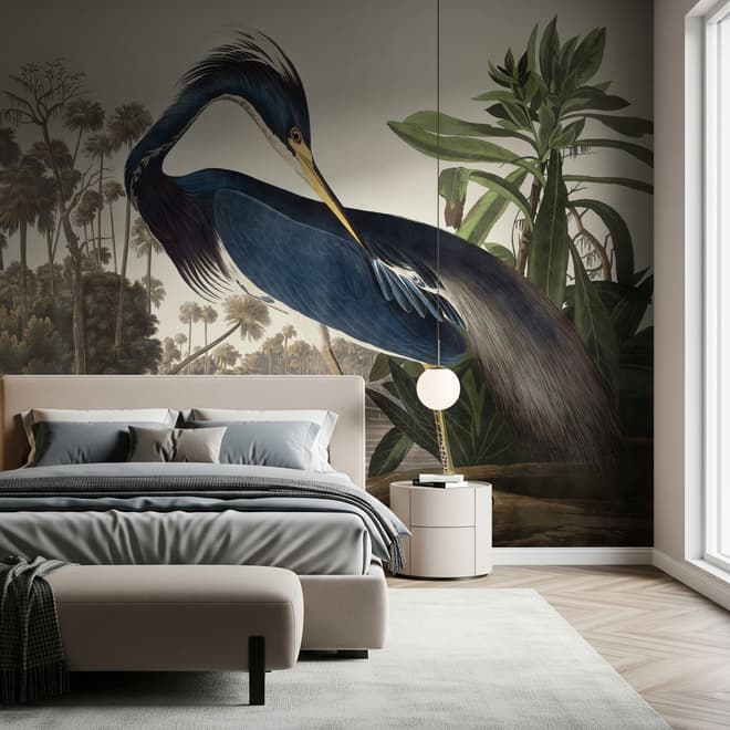 Tropical Landscape Blue Heron Wallpaper Mural