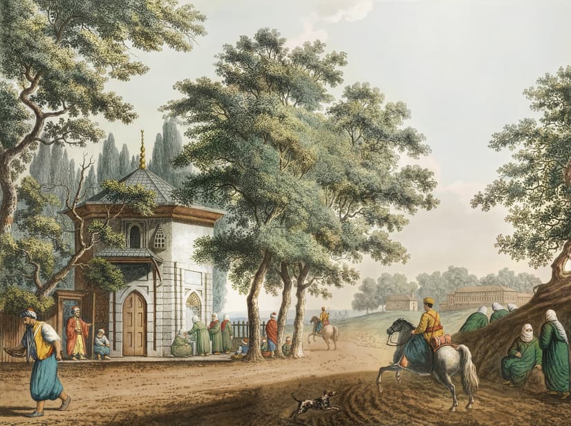 Vintage Rural Landscape with Village Folk Wallpaper Mural