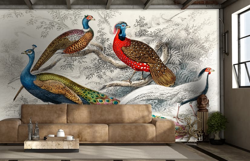 Historische Vintage-Pfau-Fototapete