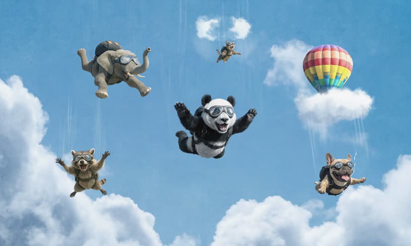 Kids Playful Animal Skydiving Wallpaper Mural