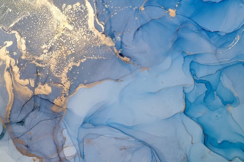 Blue Gold Look Marble with Splash Wallpaper Mural