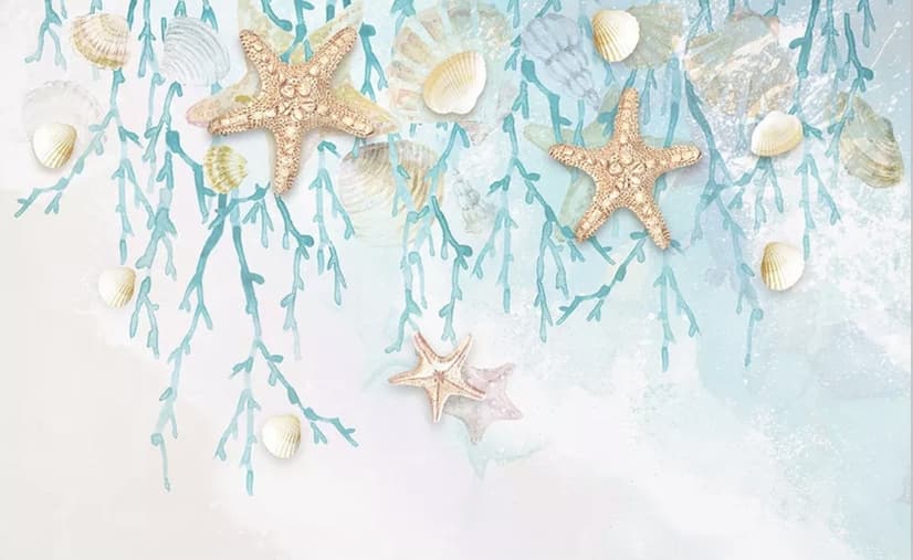 Undersea with Starfish Wallpaper Mural