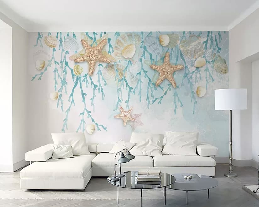 Undersea with Starfish Wallpaper Mural