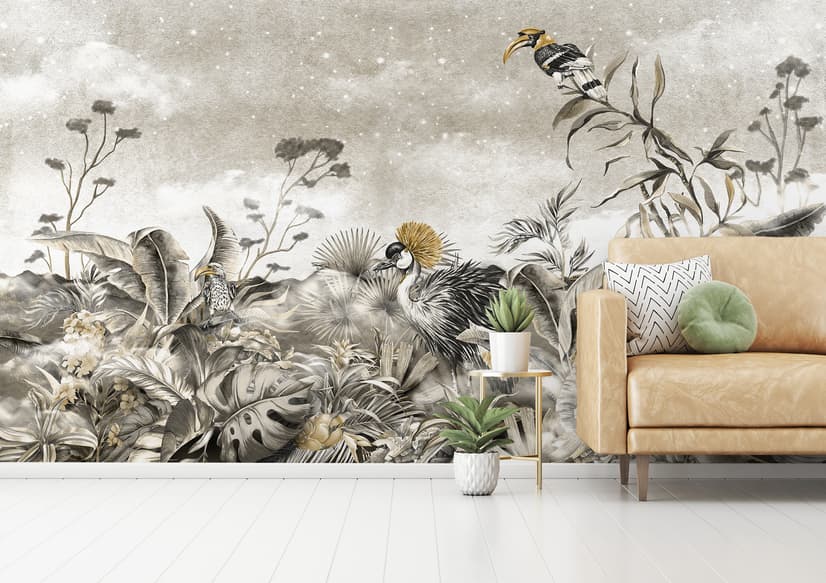 Vintage Historic Paradise Bird Art Wallpaper Mural