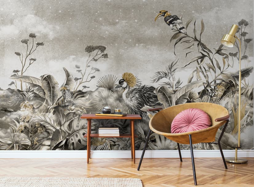 Vintage Historic Paradise Bird Art Wallpaper Mural