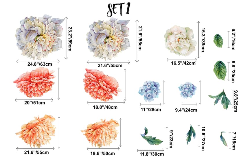 Orange Peony Floral Wall Decal Sticker