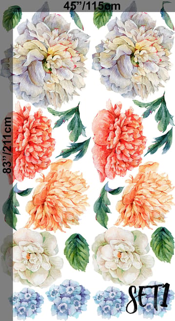 Orange Peony Floral Wall Decal Sticker