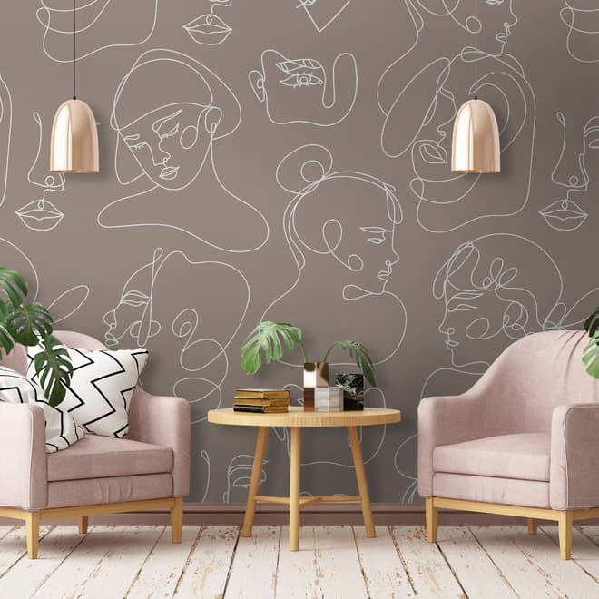 Elegant Abstract Faces Wallpaper Mural