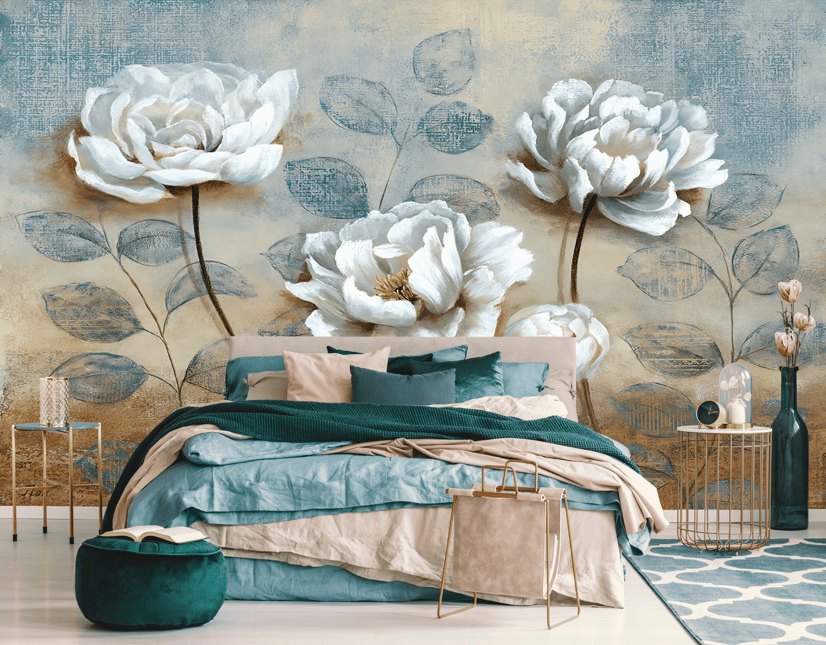 Vintage Oil Painting Peony Floral Wallpaper Mural