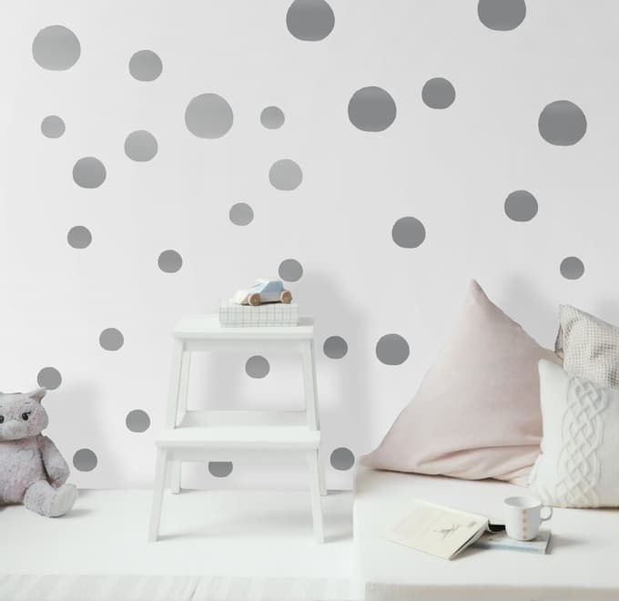 Silberne Polka Dots Wandtattoo