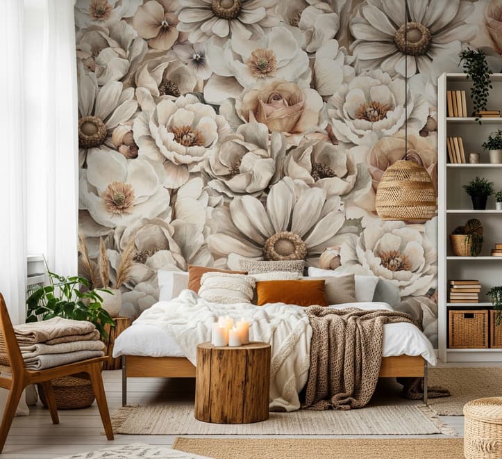 Papier Peint Panoramique Floral Jardin Romantique