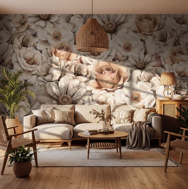Romantic Garden Bloom Floral Wallpaper
