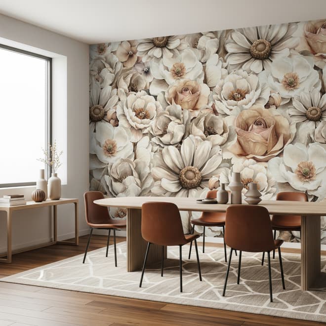 Romantic Garden Bloom Floral Wallpaper