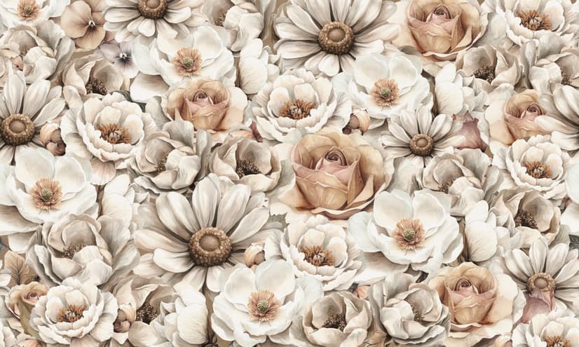 Romantic Garden Bloom Floral Wallpaper