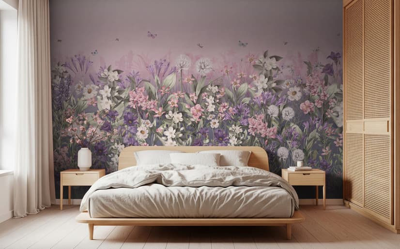 Soft Blooming Floral Meadow  Kids Wallpaper