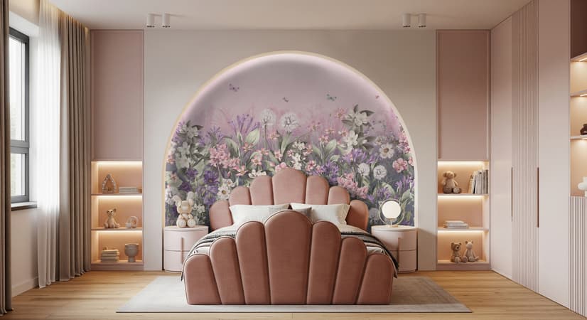 Papier Peint Panoramique Floral Doux pour Enfants