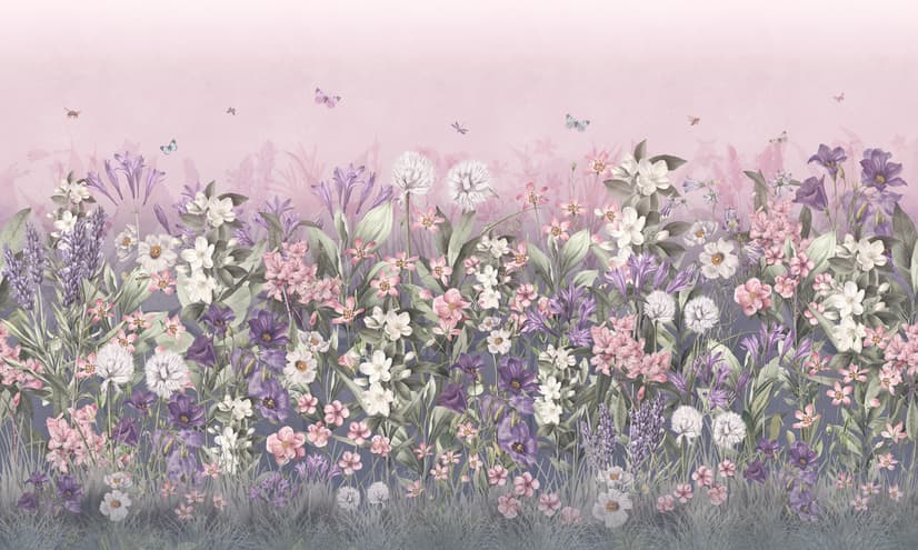 Soft Blooming Floral Meadow  Kids Wallpaper
