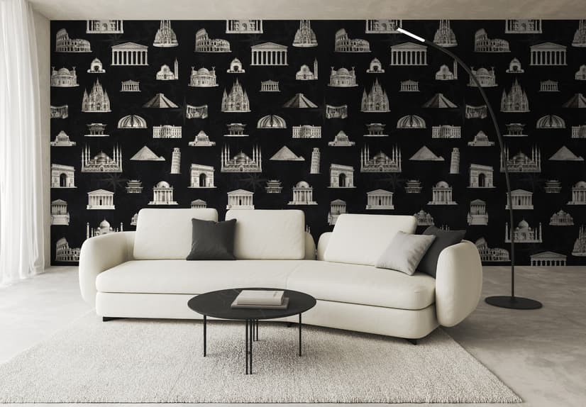 Vintage World Architecture Sketch Wallpaper Mural