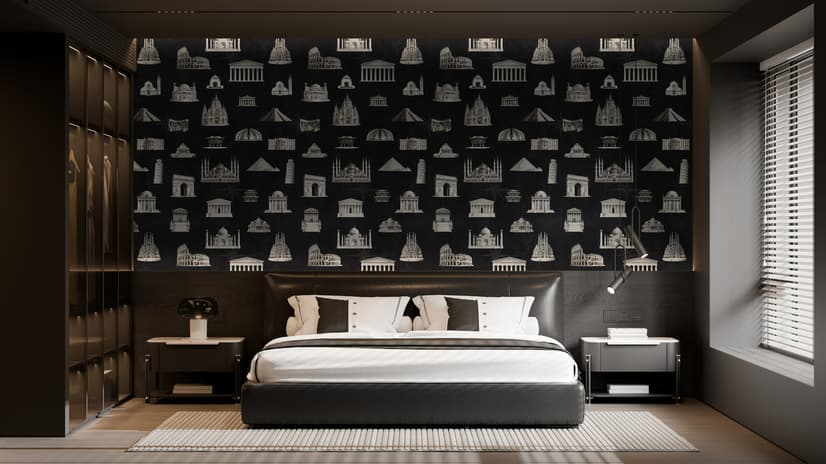 Vintage World Architecture Sketch Wallpaper Mural