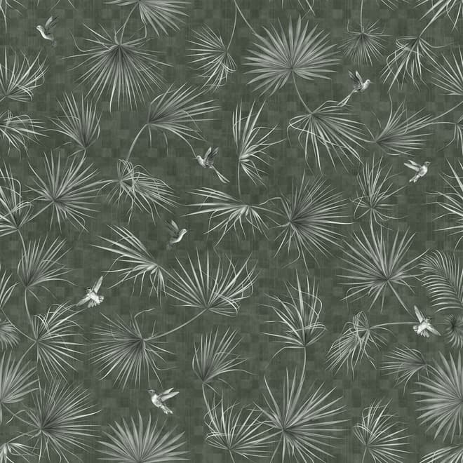 Tropical Palm Leaf and Birds Wallpaper Mural