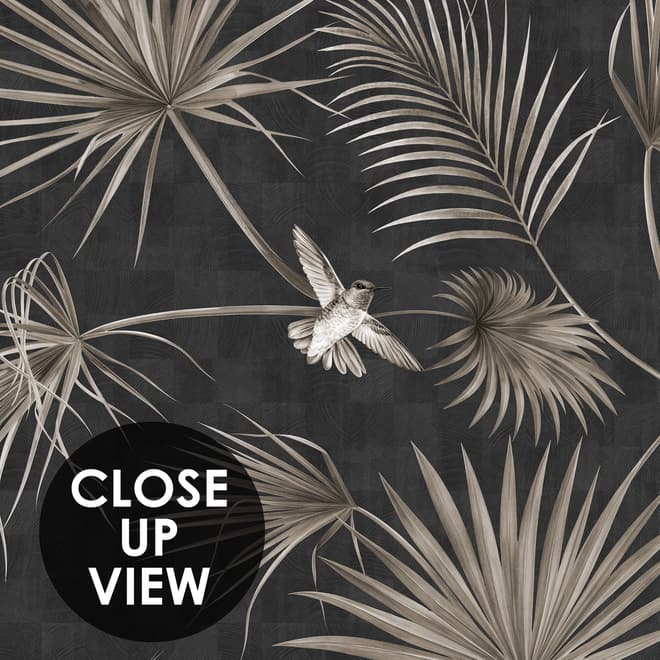 Tropical Palm Leaf and Birds Wallpaper Mural
