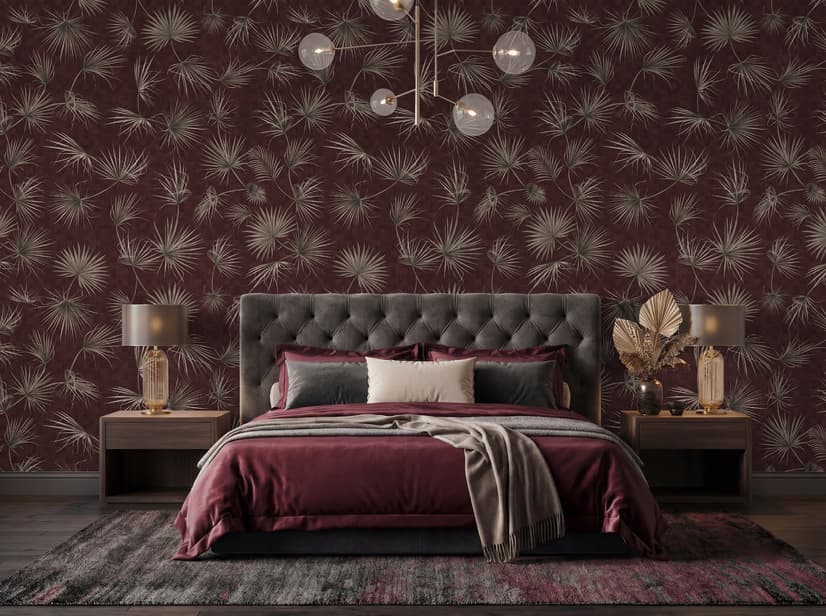 Tropical Palm Leaf and Birds Wallpaper Mural