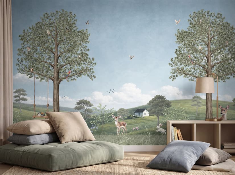 Kids Forest Animals Landscape Wallpaper Mural