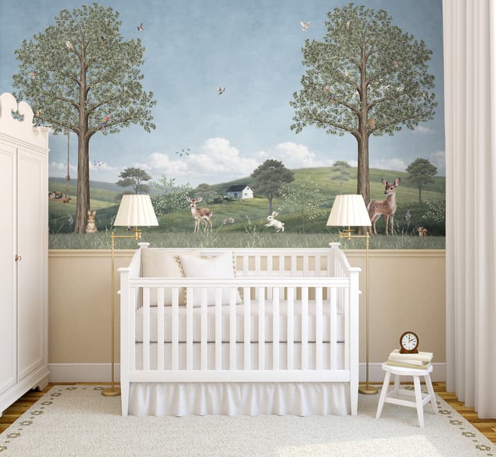 Kids Forest Animals Landscape Wallpaper Mural
