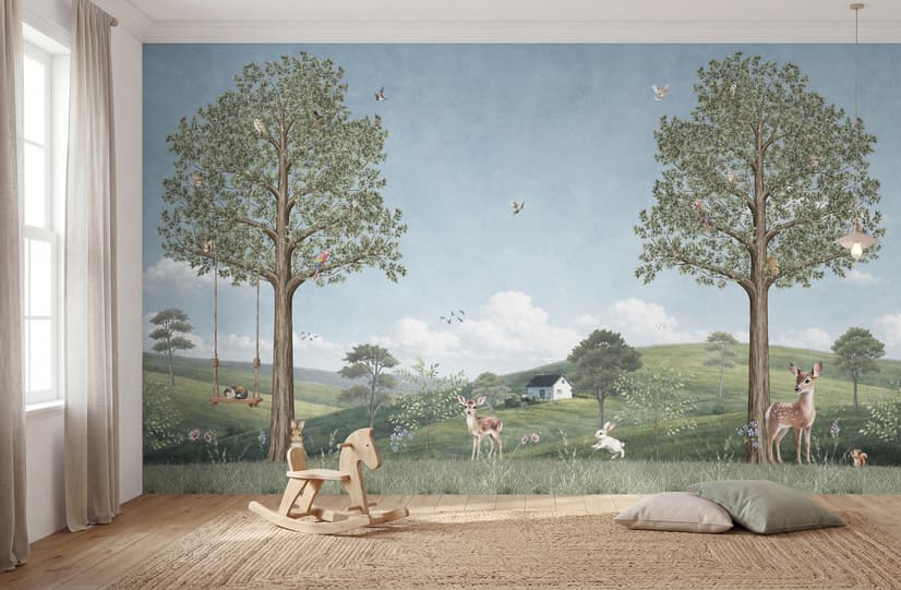 Kids Forest Animals Landscape Wallpaper Mural