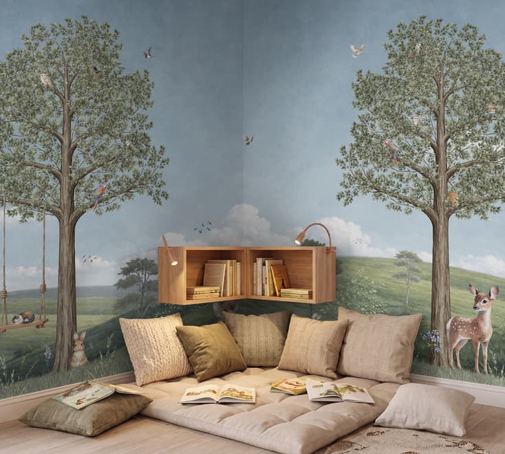Kids Forest Animals Landscape Wallpaper Mural