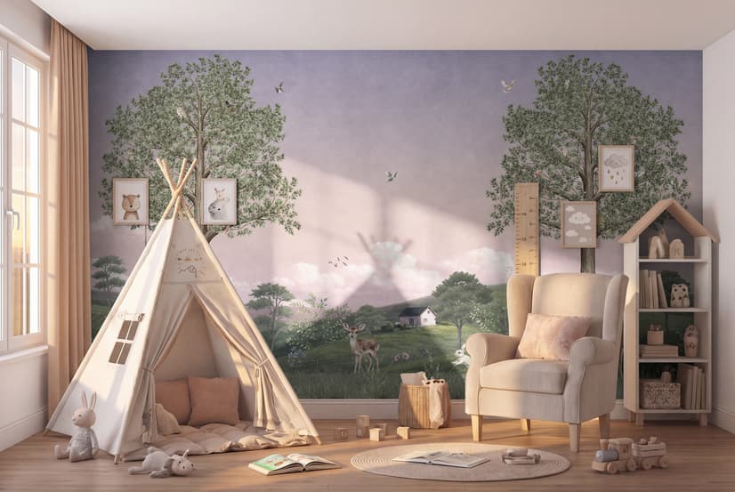 Kids Forest Animals Landscape Wallpaper Mural