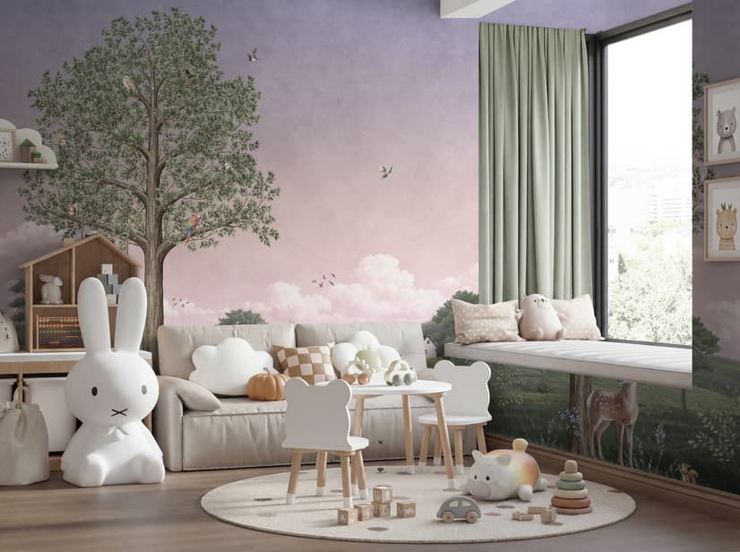 Kids Forest Animals Landscape Wallpaper Mural