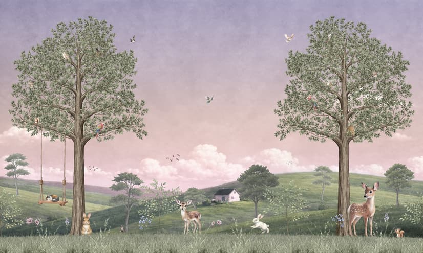 Kids Forest Animals Landscape Wallpaper Mural