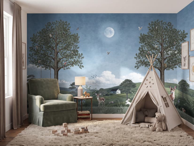 Kids Forest Animals Landscape Wallpaper Mural