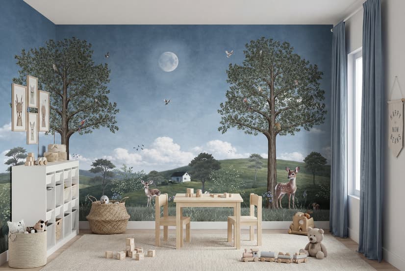 Kids Forest Animals Landscape Wallpaper Mural