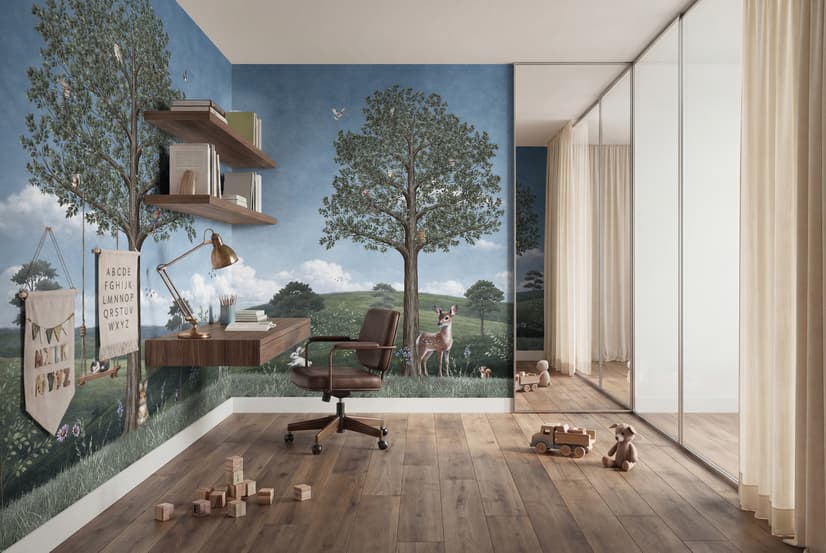Kids Forest Animals Landscape Wallpaper Mural