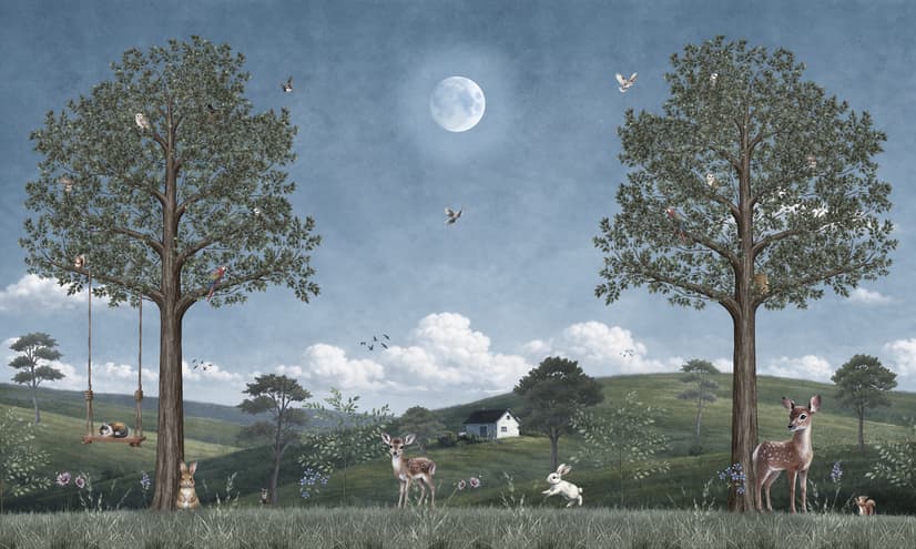 Kids Forest Animals Landscape Wallpaper Mural