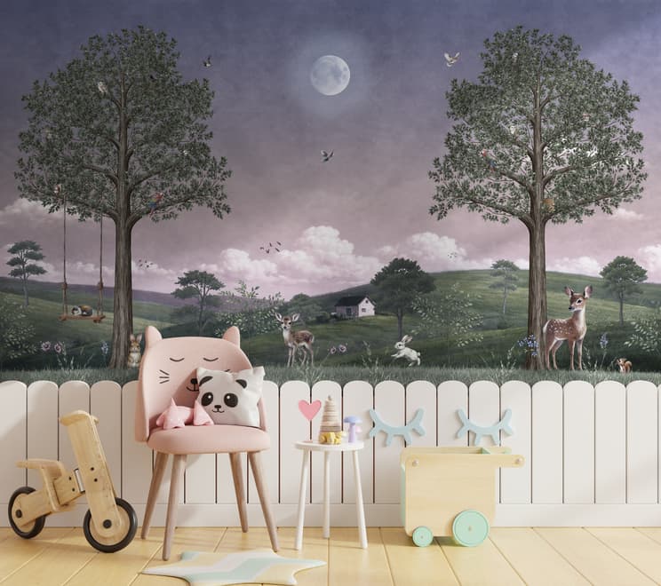 Kids Forest Animals Landscape Wallpaper Mural