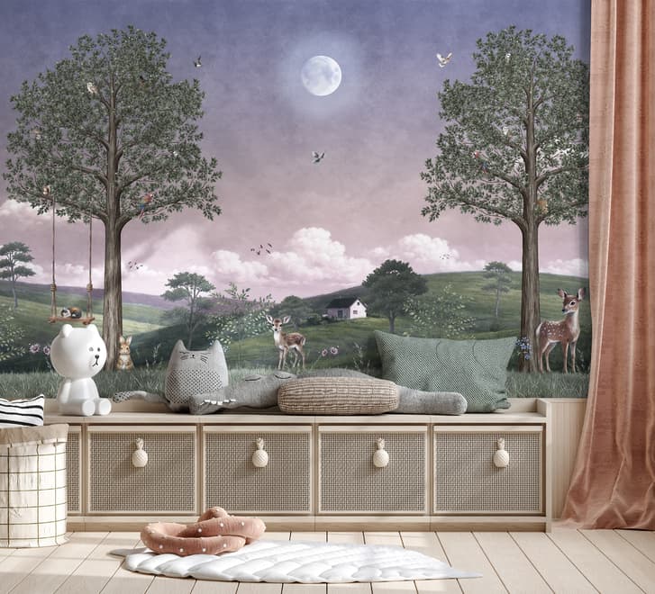 Kids Forest Animals Landscape Wallpaper Mural