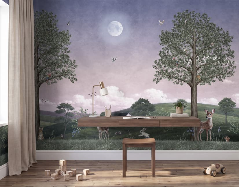 Kids Forest Animals Landscape Wallpaper Mural