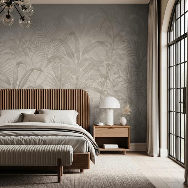 Monochrome Tropical Botanical Wallpaper Mural