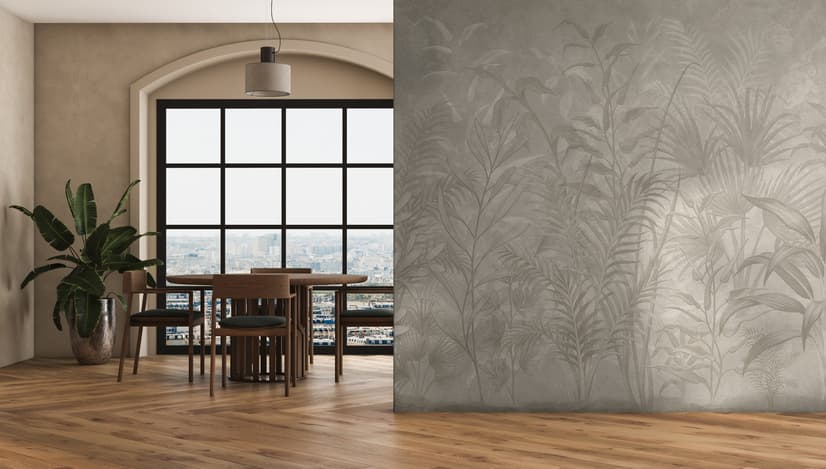 Monochrome Tropical Botanical Wallpaper Mural