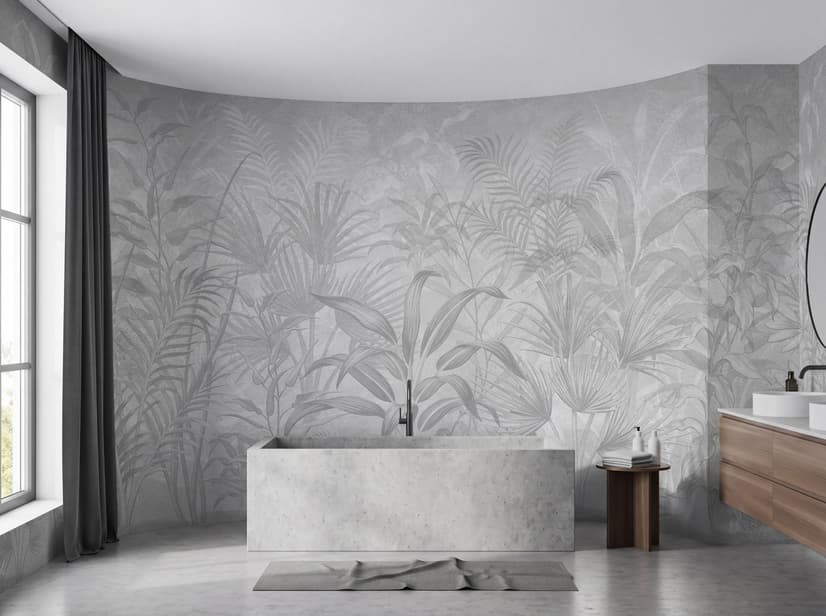 Papier Peint Panoramique Botanique Tropical Monochrome