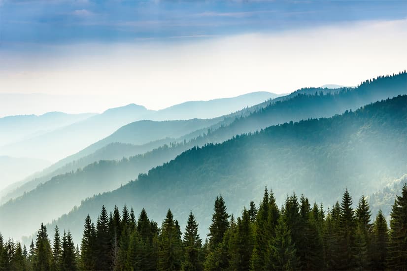 Foggy Mountains Landscape Wallpaper Mural