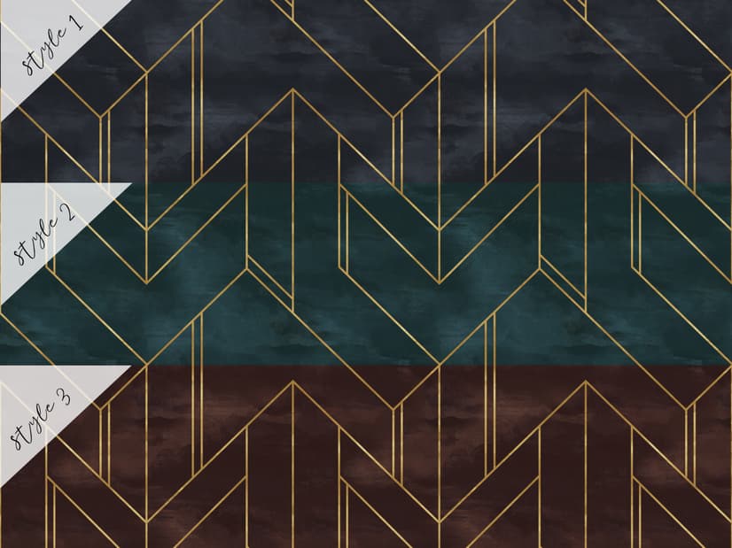 Art Déco Fototapete mit geometrischem Muster und goldenen Linien