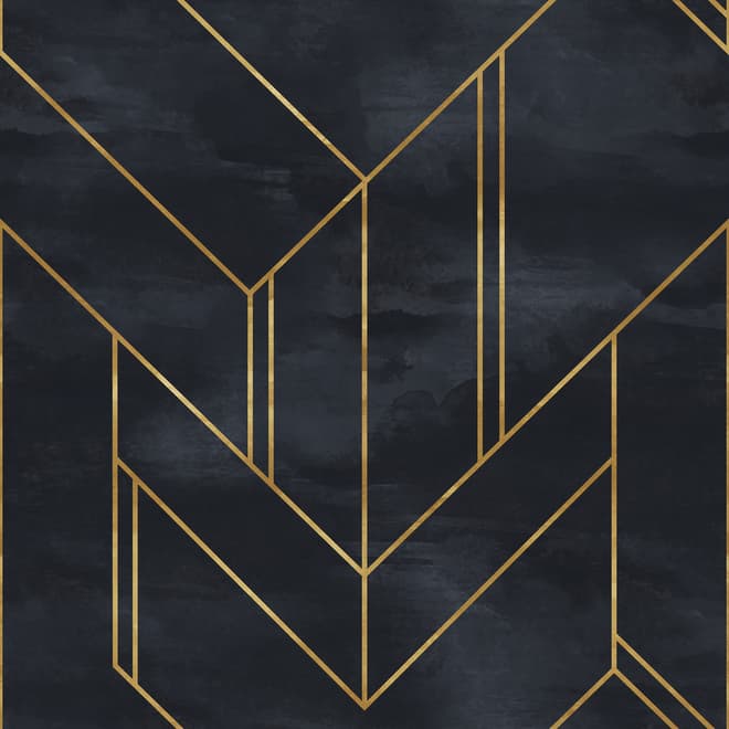 Art Déco Fototapete mit geometrischem Muster und goldenen Linien