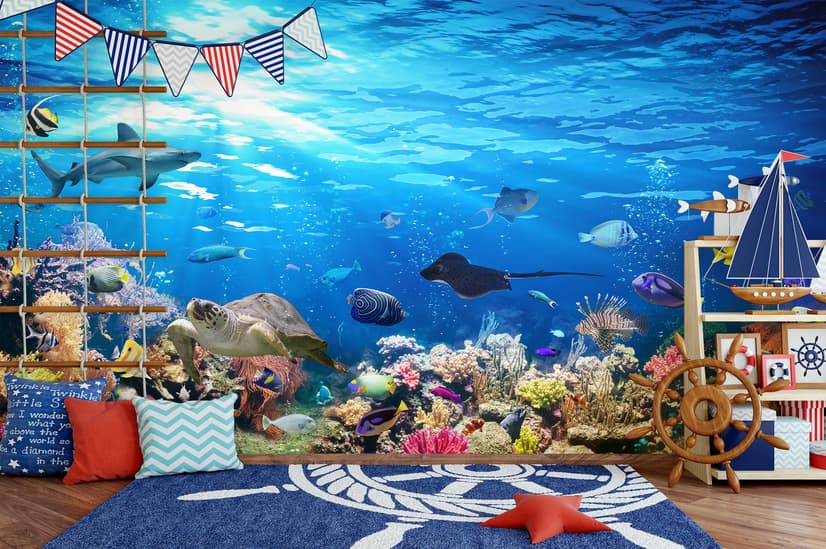 Papier peint poissons océan sous-marin