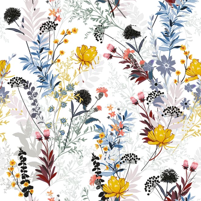 Papier peint panoramique de fleurs sauvages colorées