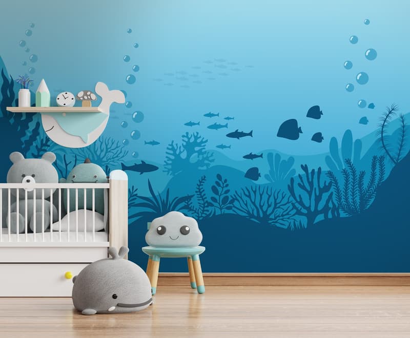 Kids Underwaters and Fish Wallpaper Mural
