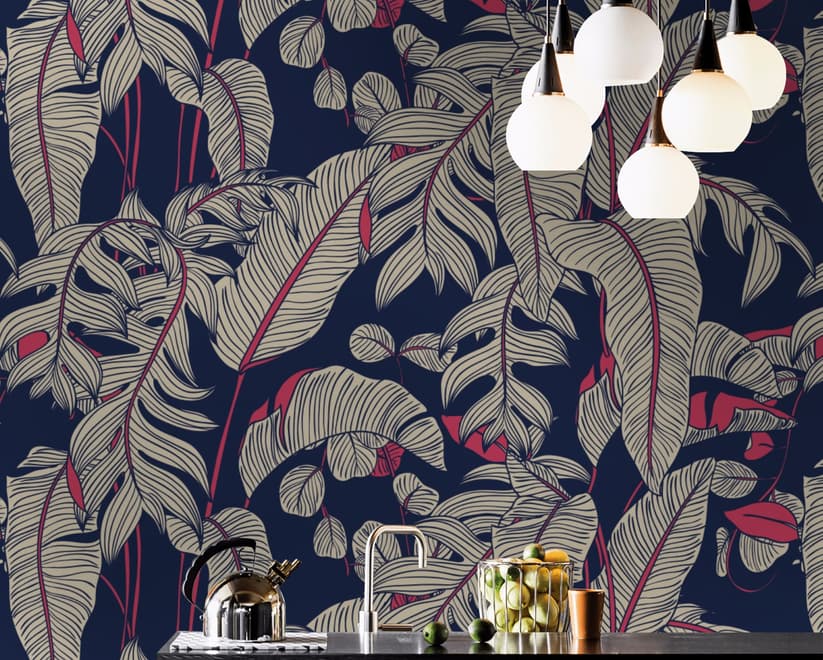 Dark Palm Leaf Wallpaper Mural